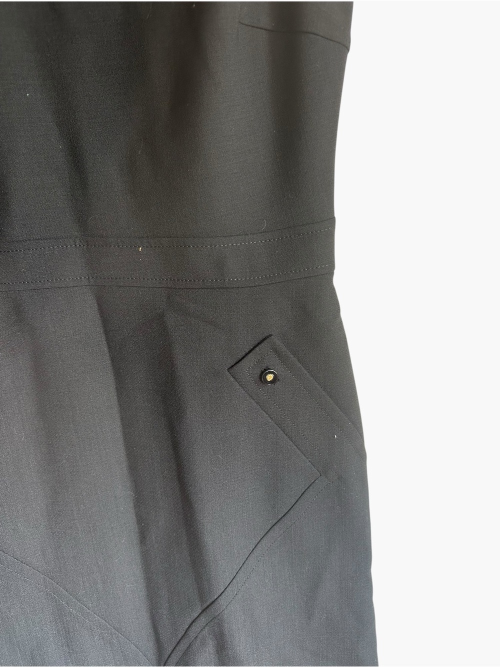 Tory Burch Black Wool Blend Sleeveless Sheath Dress | Size 10 | Pockets - Picture 4 of 11